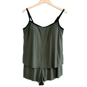 NWT, Aqua Green Onesie Bathing Suit, Olive Green/Black, Extra Large